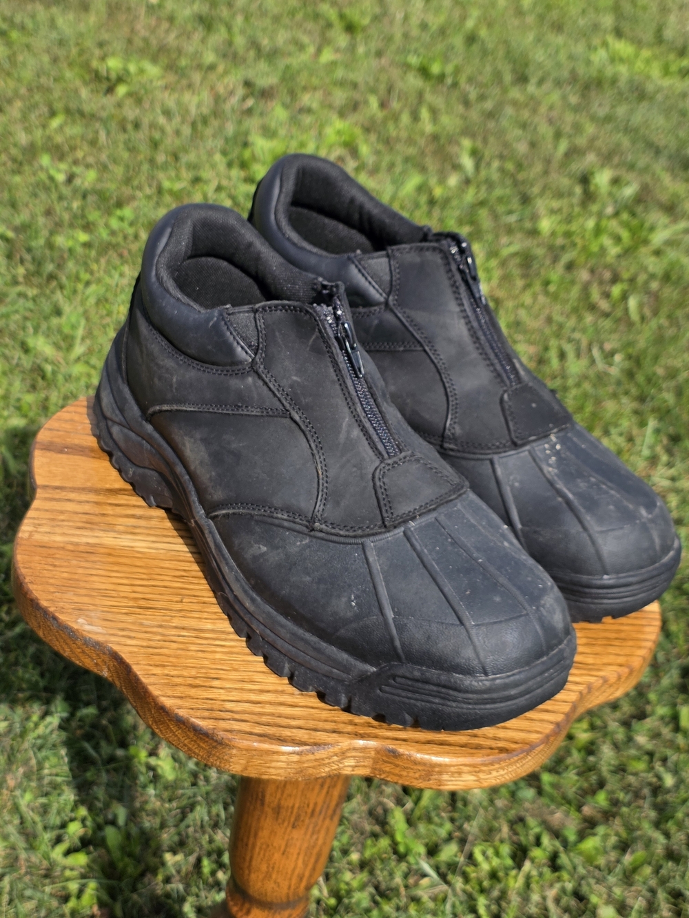 Men's Propet Black Zip Front Slip-On Work Boots